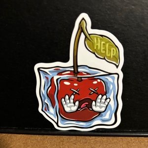 FROZEN CHERRY SCREAMING " HELP" STICKER